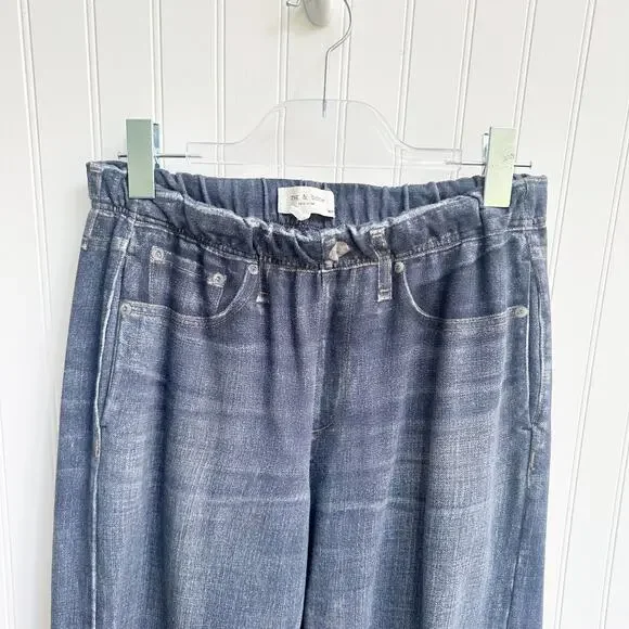 Rag & Bone Miramar Jogger Pants Blue Denim Print Sweatpants Style M - Picture 5 of 6